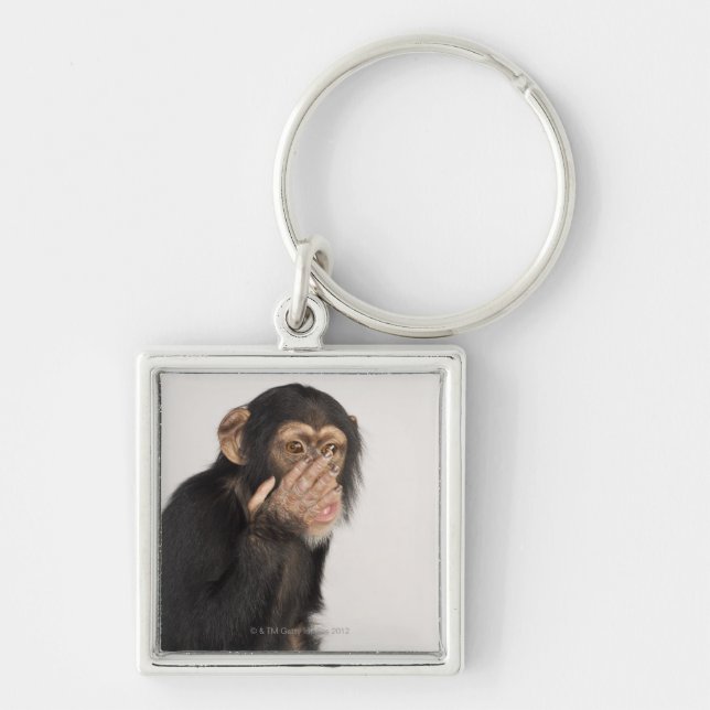 Monkey rubbing its face keychain (Front)