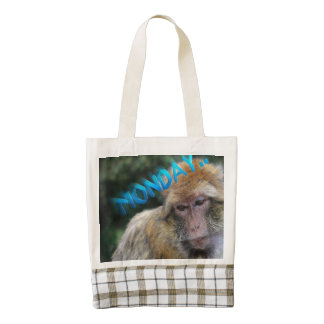 Monkey sad about monday zazzle HEART tote bag