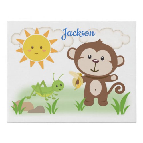 Monkey Safari Jungle Animals Baby Boy Nursery Kids Faux Canvas Print