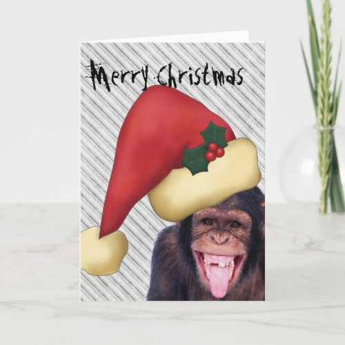 Monkey Santa Christmas Holiday Card