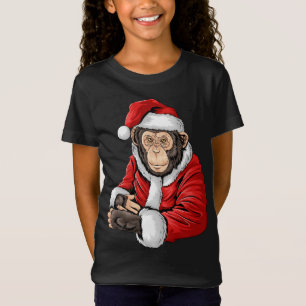 Monkey Santa Costume Christmas Pajama Cool Zoo Ani T-Shirt