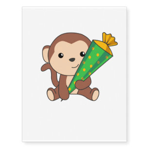 Monkey School Enrollment Kindergarten Temporary Tattoos