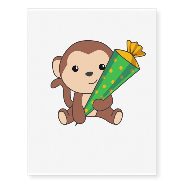 Monkey School Enrollment Kindergarten Temporary Tattoos (Front)