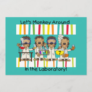 Monkey Science Mad Scientist Birthday Invitations