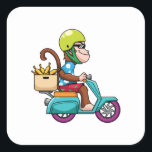 monkey scooter  square sticker<br><div class="desc">monkey scooter stickers</div>