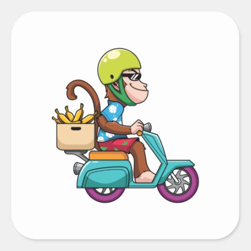 monkey scooter  square sticker