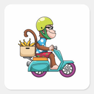 monkey scooter square sticker
