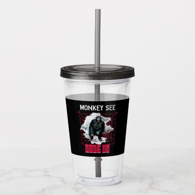Monkey See Code Do Web Developer Humor Acrylic Tumbler (Front)
