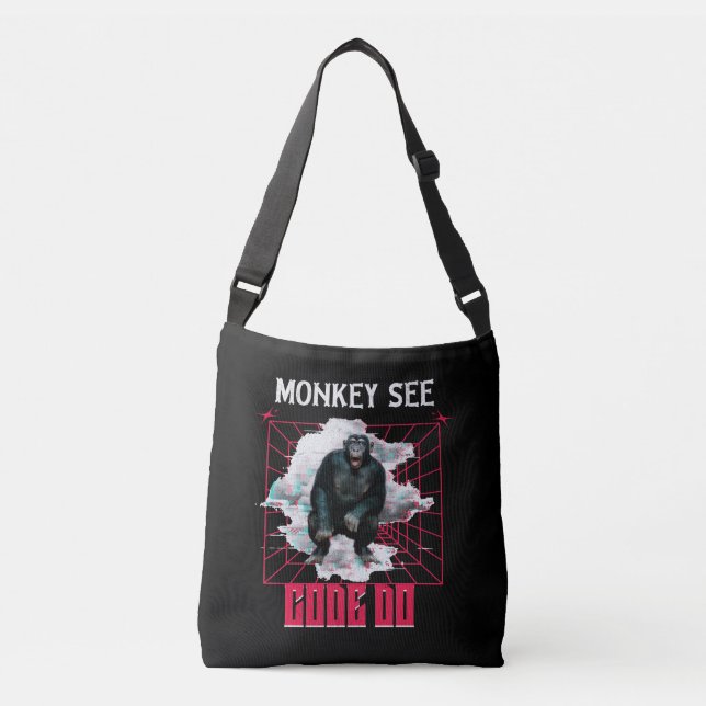 Monkey See Code Do Web Developer Humor Crossbody Bag (Front)