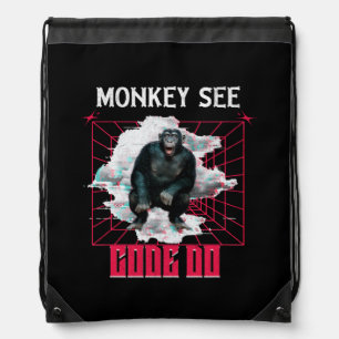 Monkey See Code Do Web Developer Humor Drawstring Bag
