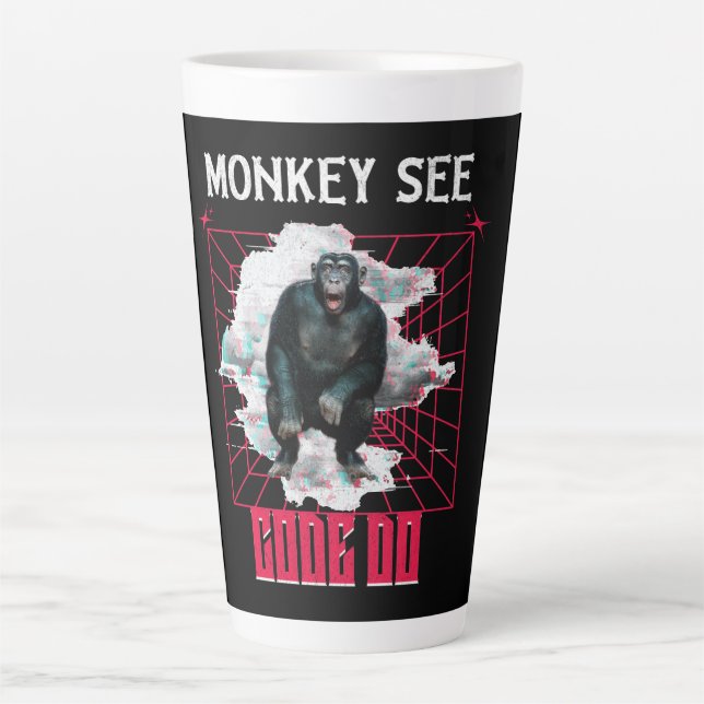 Monkey See Code Do Web Developer Humor Latte Mug (Front)