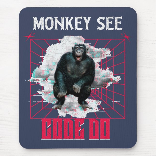 Monkey See Code Do Web Developer Humor Mouse Pad (Front)