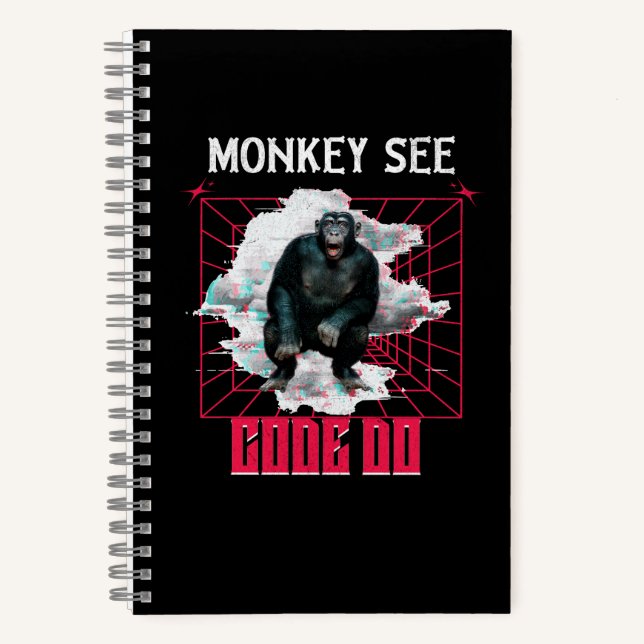 Monkey See Code Do Web Developer Humor Notebook (Front)