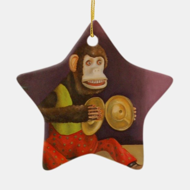 Monkey See Monkey Do Ceramic Ornament (Front)