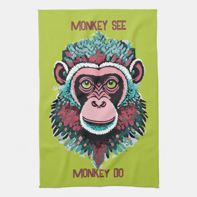 Monkey See, Monkey Do Kitchen Towel (Vertical)