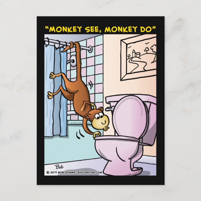 "Monkey See, Monkey Do" Postcard (Front)