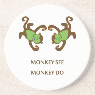 Monkey see Monkey Do Sandstone Coaster
