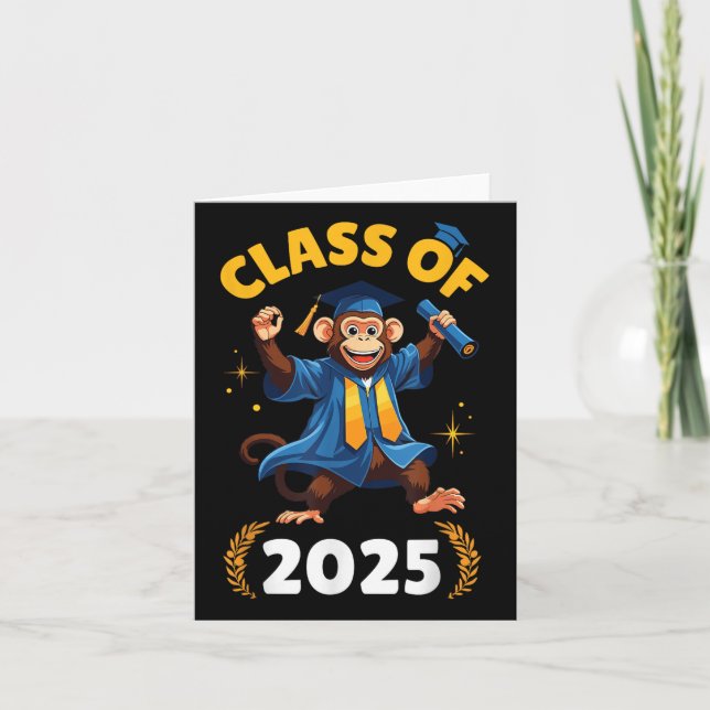 Monkey Senior Cl Of 2025 Graduation Day School Col Card (Front)