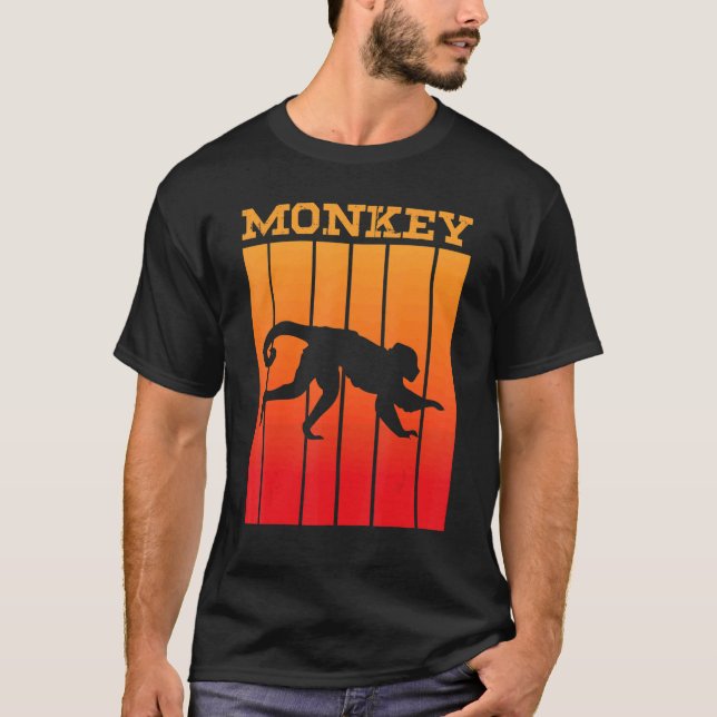 Monkey Shadow Silhouette At Sunset T-Shirt (Front)