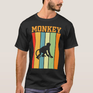 Monkey Shadow Silhouette In Retro Colors T-Shirt