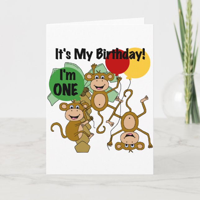 Monkey Shine 1st Birthday Tshirts and Gifts Card (Front)