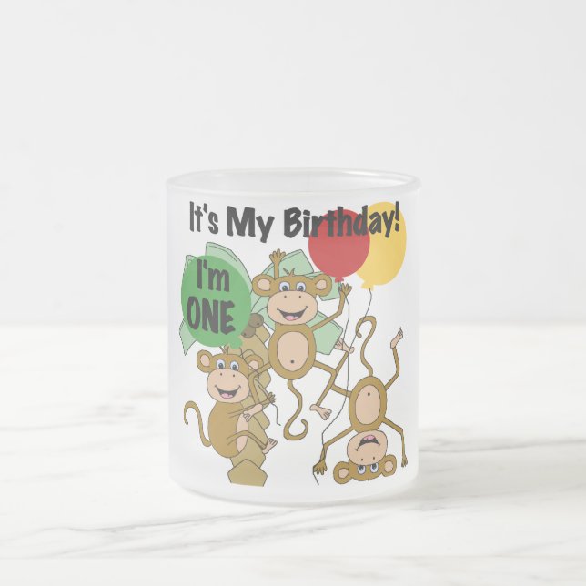 Monkey Shine 1st Birthday Tshirts and Gifts Frosted Glass Coffee Mug (Center)