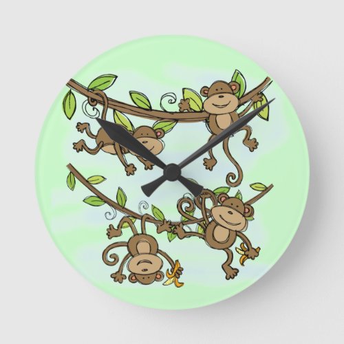 Monkey Shine Round Clock