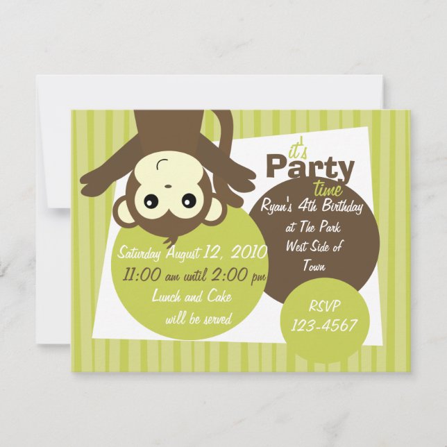 Monkey-Side-Down Invitation (Front)