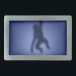 Monkey silhouette belt buckle<br><div class="desc">Monkey silhouette on a glowing blue background</div>