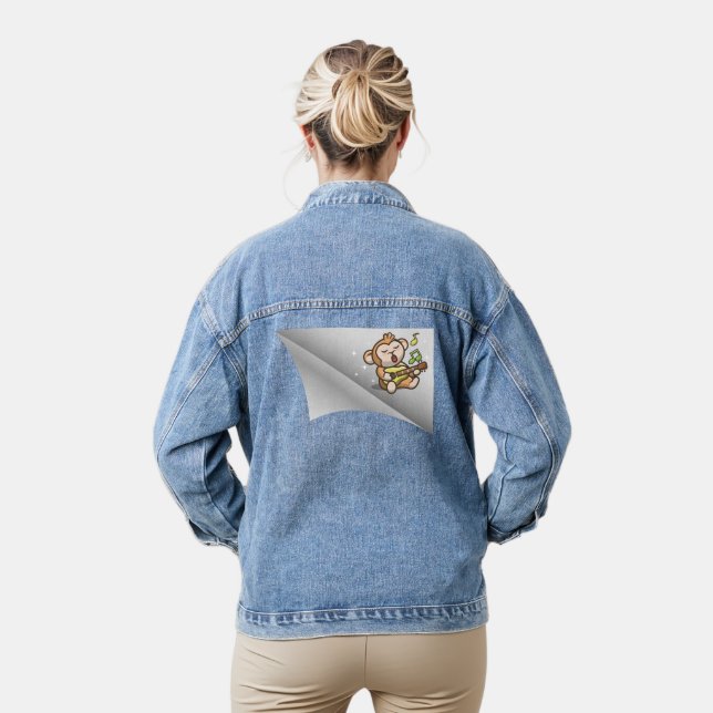 monkey sing under the patch denim jacket (Model)