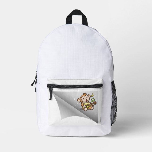 monkey sing under the patch printed backpack (Front)