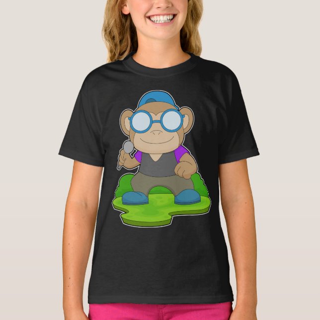 Monkey Singer Microphone Music T-Shirt (Front)