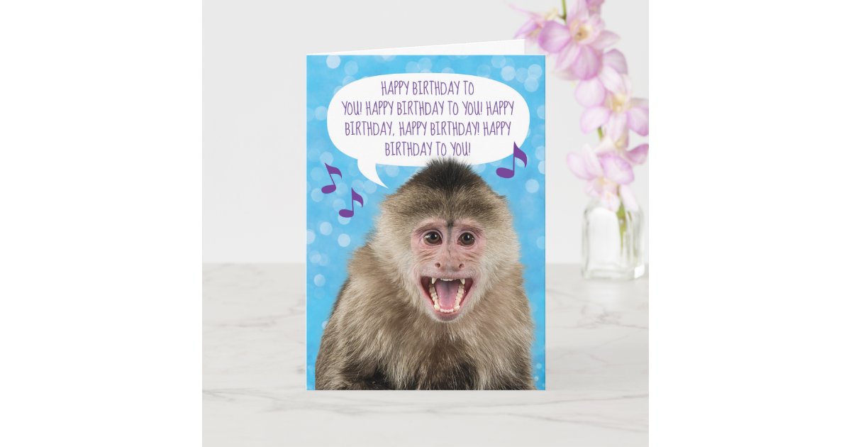 Happy Birthday Singing Monkey Text Message Monkey Singing Happy Birthday And Washing Hands Card | Zazzle