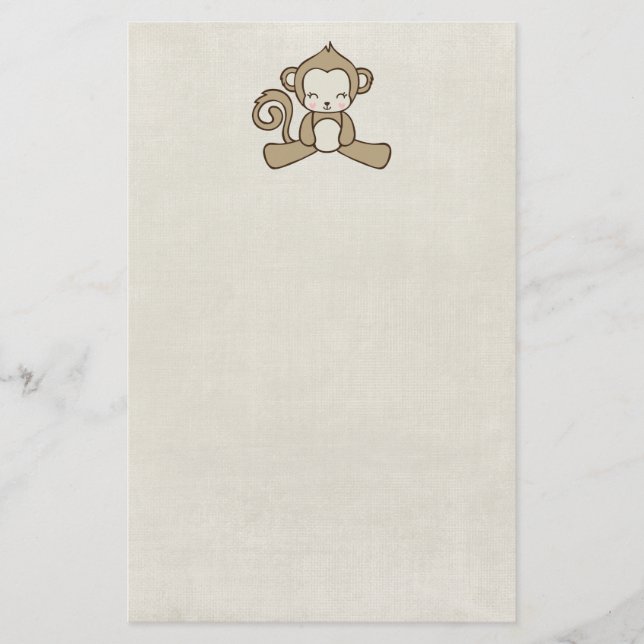 Monkey Sitting Down Looking Happy Cute & Kawaii Stationery (Front)