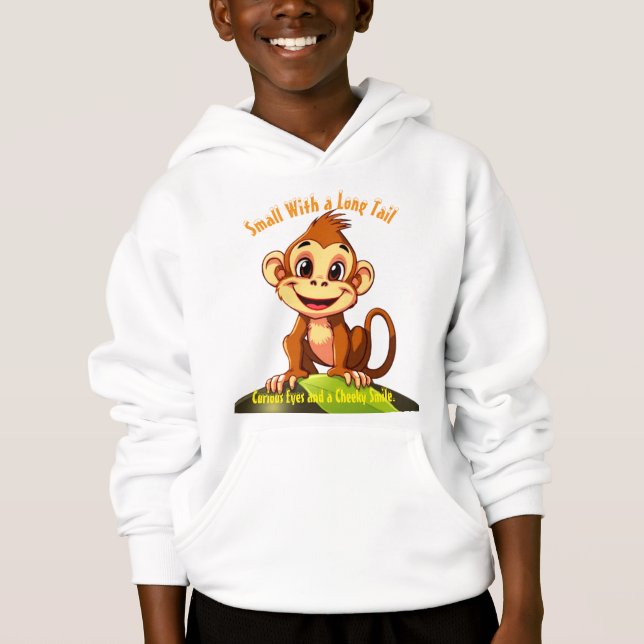 Monkey Sitting on A Green Leaf and Hill T-Shirt Hoodie (Front)