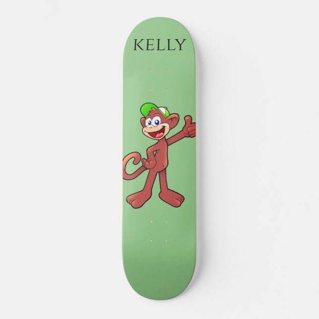 Monkey skateboard, custom name. skateboard (Front)