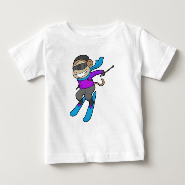 Monkey Skier Ski Baby T-Shirt (Front)
