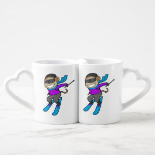 Monkey Skier Ski Coffee Mug Set