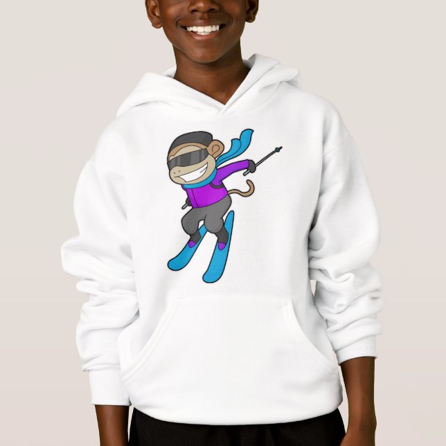 Monkey Skier Ski Hoodie (Front)