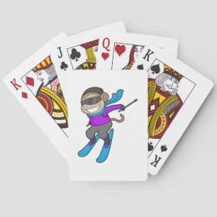 Monkey Skier Ski Poker Cards