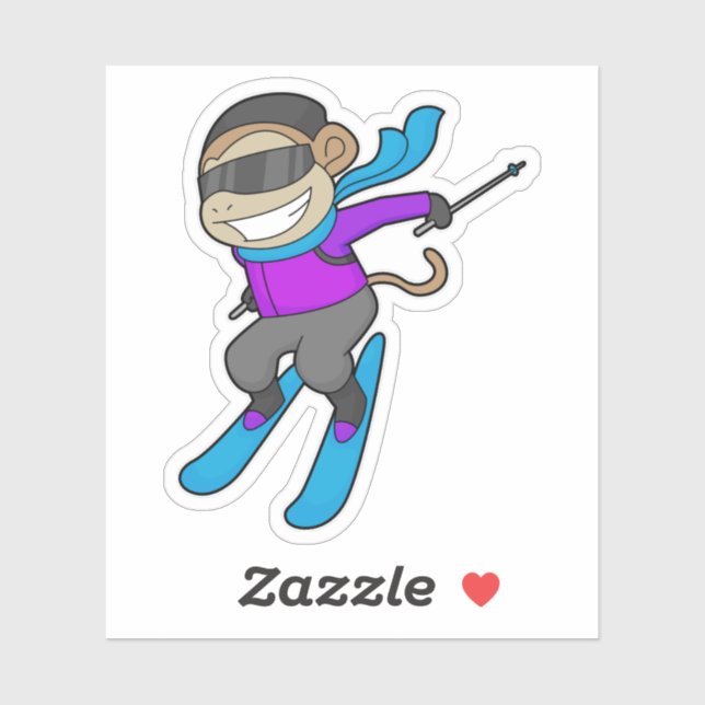 Monkey Skier Ski Sticker (Sheet)