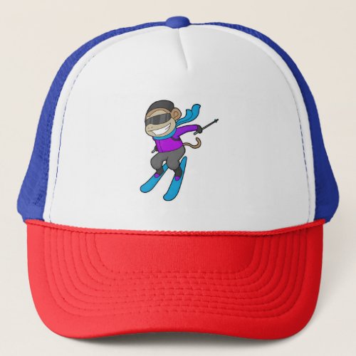 Monkey Skier Ski Trucker Hat