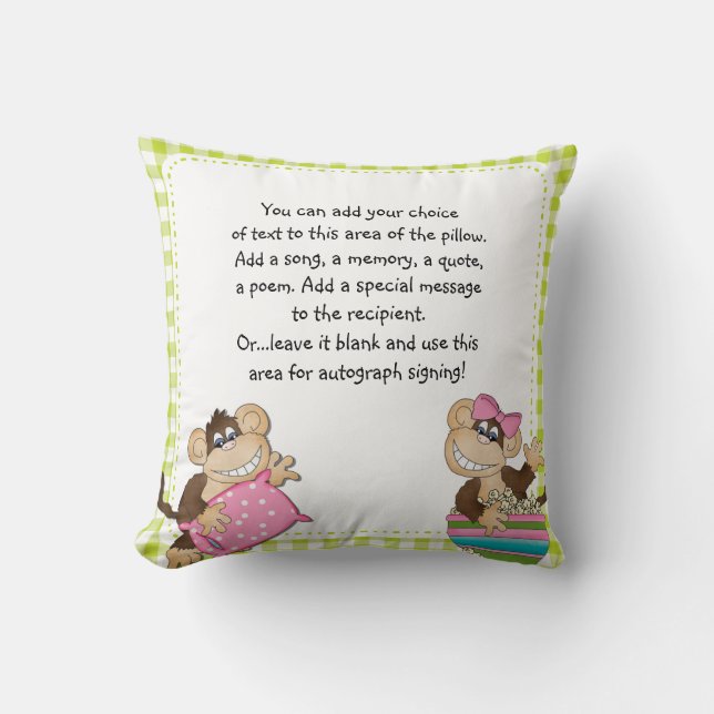 Monkey Slumber Party Custom Pillow (Front)
