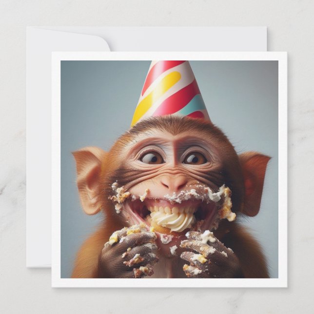 Monkey smash cake birthday, monkey invtitation invitation (Front)