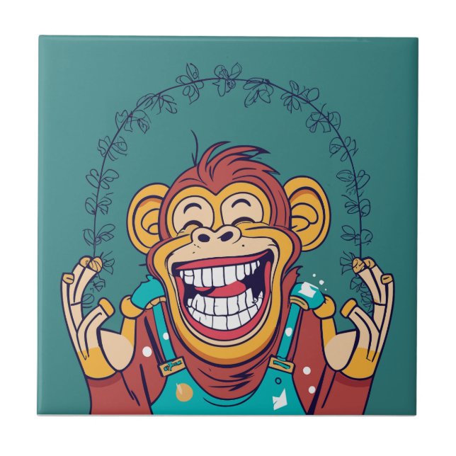 Monkey Smiling Ceramic Tile (Front)