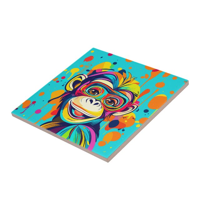 Monkey Smiling Ceramic Tile (Side)