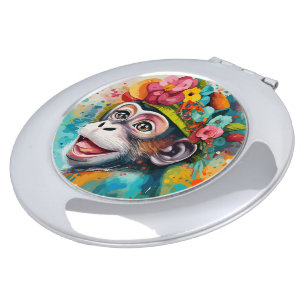 Monkey Smiling Compact Mirror
