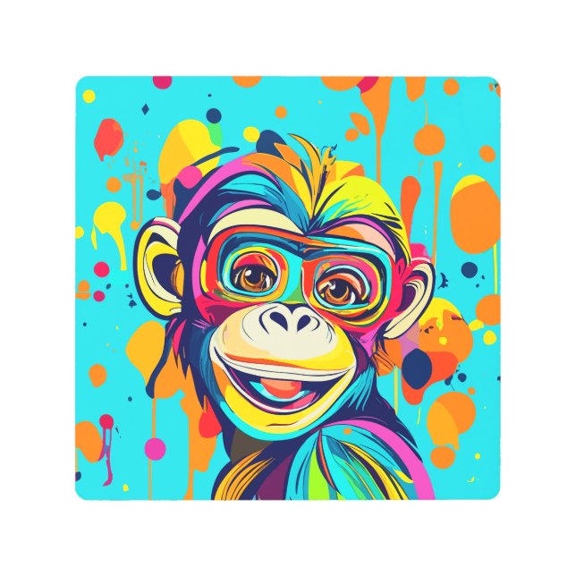 Monkey Smiling Metal Print (Front)