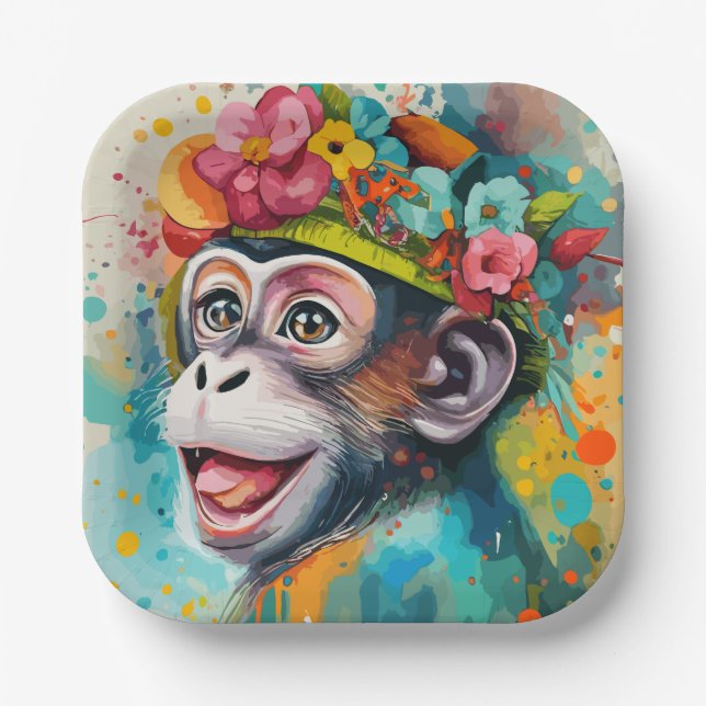 Monkey Smiling Paper Plates (Front)