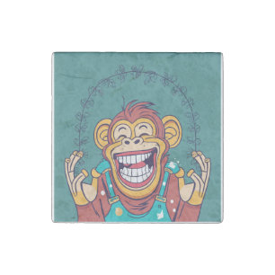 Monkey Smiling Stone Magnet